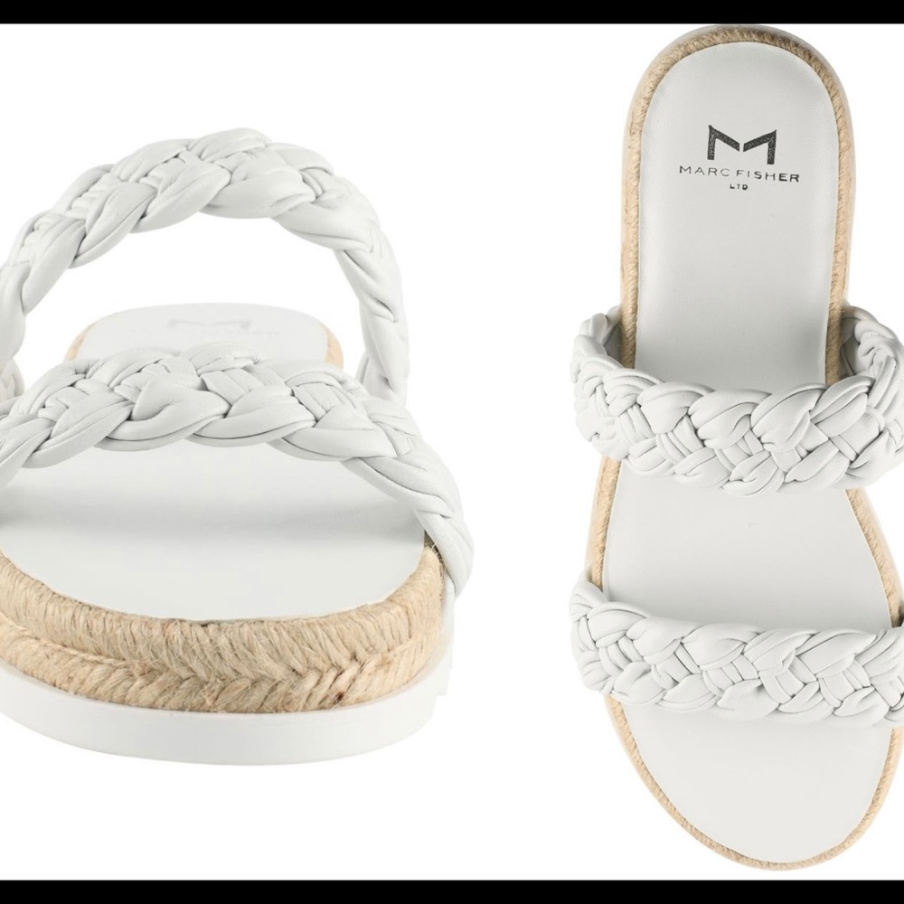 Marc Fisher White Slide Sandal